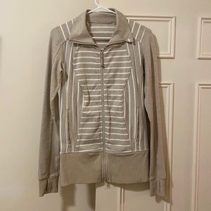 Lululemon beige and white striped zip up